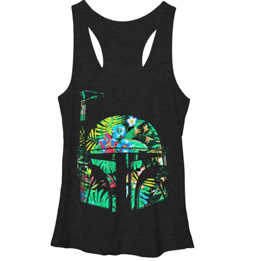 Women’s Star Wars Hawaiian Print Boba Fett Helmet Racerback Tank Top