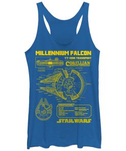Women’s Star Wars Millennium Falcon Schematics Racerback Tank Top