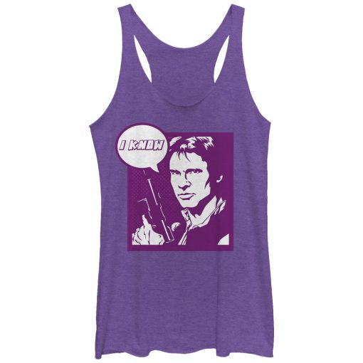 Women’s Star Wars Pop Art Han Solo I Know Racerback Tank Top