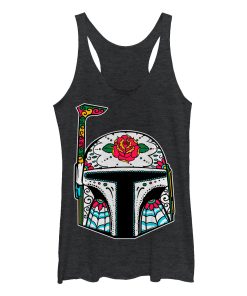 Women’s Star Wars Rose Sugar Skull Boba Fett Racerback Tank Top