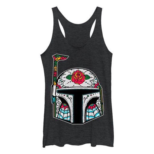 Women’s Star Wars Rose Sugar Skull Boba Fett Racerback Tank Top