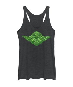 Women’s Star Wars St. Patrick’s Yoda Clover Face Racerback Tank Top