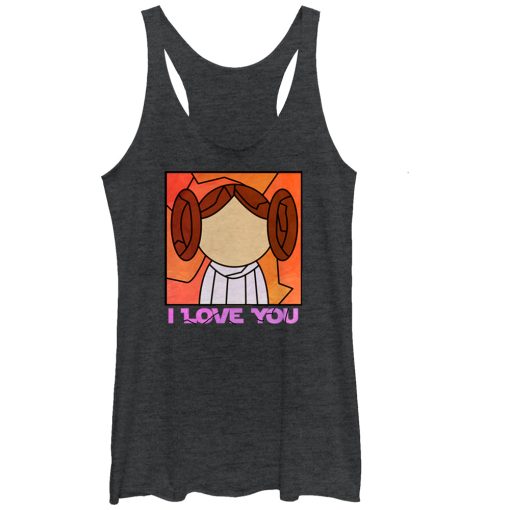 Women’s Star Wars Stained Glass Leia I Love You Racerback Tank Top