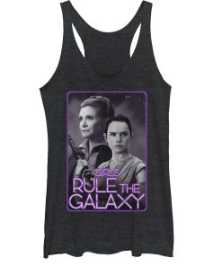 Women’s Star Wars The Force Awakens Leia and Rey Rule the Galaxy Racerback Tank Top