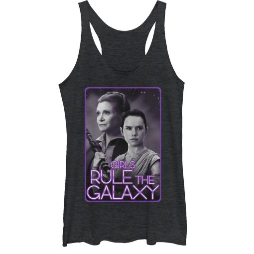 Women’s Star Wars The Force Awakens Leia and Rey Rule the Galaxy Racerback Tank Top