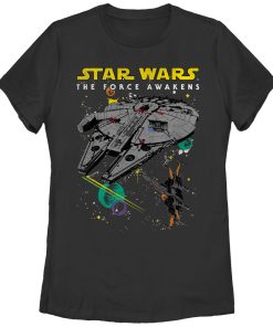 Women’s Star Wars The Force Awakens Millennium Falcon and X-Wing T-Shirt