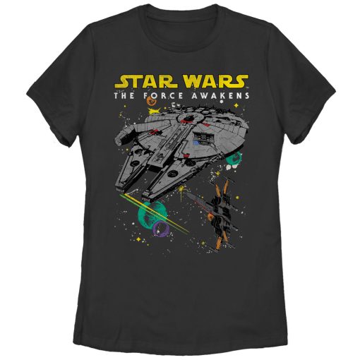 Women’s Star Wars The Force Awakens Millennium Falcon and X-Wing T-Shirt