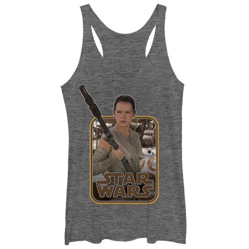 Women’s Star Wars The Force Awakens Retro Rey and BB-8 Racerback Tank Top