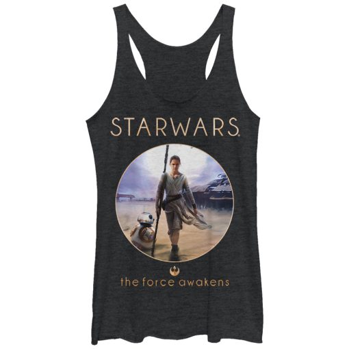 Women’s Star Wars The Force Awakens Rey and BB-8 Adventure Racerback Tank Top