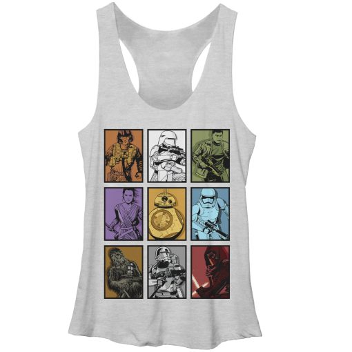 Women’s Star Wars The Force Awakens Rey and BB-8 Character Boxes Racerback Tank Top