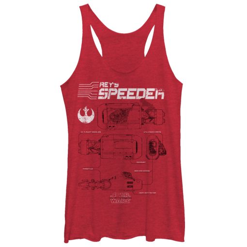 Women’s Star Wars The Force Awakens Rey’s Speeder Schematics Racerback Tank Top