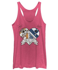Women’s Star Wars The Force Awakens ValentineCute Droid Heart Racerback Tank Top