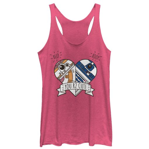 Women’s Star Wars The Force Awakens ValentineCute Droid Heart Racerback Tank Top