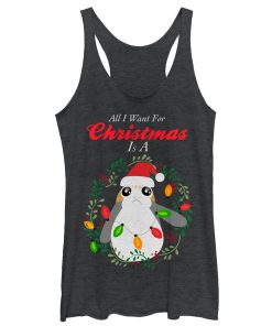 Women’s Star Wars The Last Jedi All I Want for Christmas is a Porg Racerback Tank Top