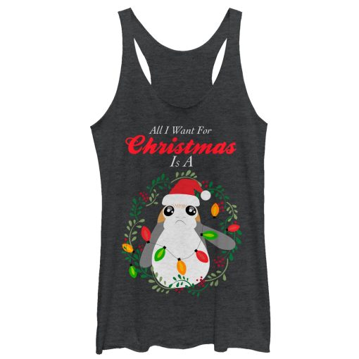 Women’s Star Wars The Last Jedi All I Want for Christmas is a Porg Racerback Tank Top