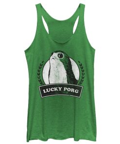 Women’s Star Wars The Last Jedi St. Patrick’s Day Lucky Porg Racerback Tank Top