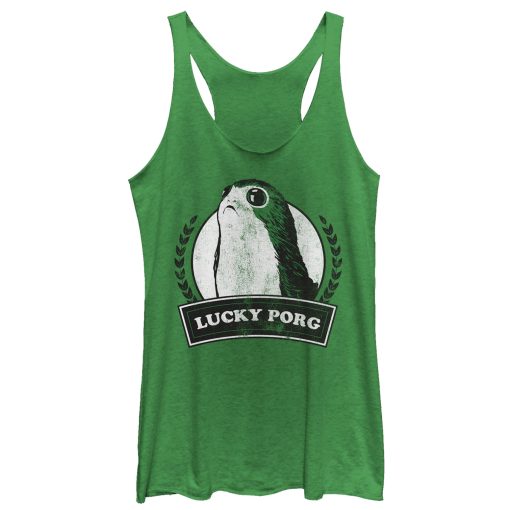 Women’s Star Wars The Last Jedi St. Patrick’s Day Lucky Porg Racerback Tank Top