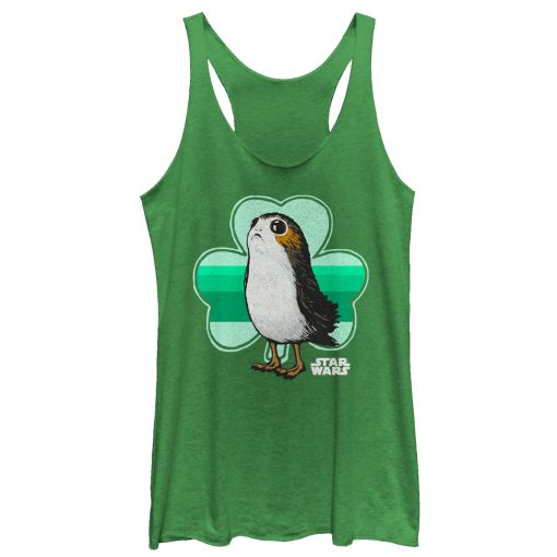 Women’s Star Wars The Last Jedi St. Patrick’s Day Porg Shamrock Racerback Tank Top