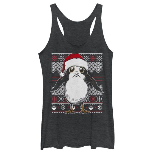 Women’s Star Wars The Last Jedi Ugly Christmas Porg Racerback Tank Top