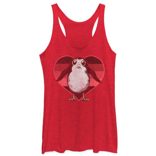 Women’s Star Wars The Last Jedi Valentine Porg Heart Frame Racerback Tank Top