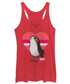Women’s Star Wars The Last Jedi Valentine Porg Striped Heart Racerback Tank Top