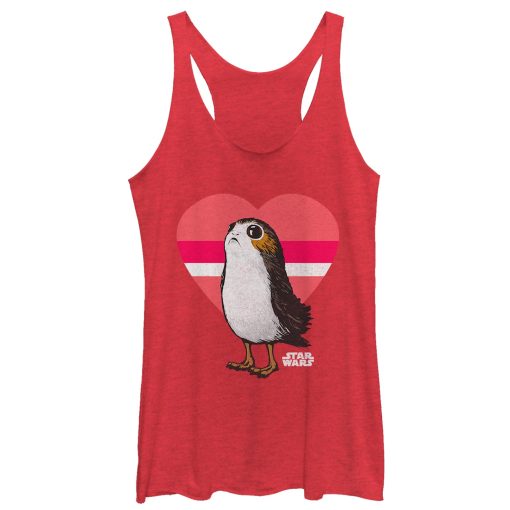 Women’s Star Wars The Last Jedi Valentine Porg Striped Heart Racerback Tank Top