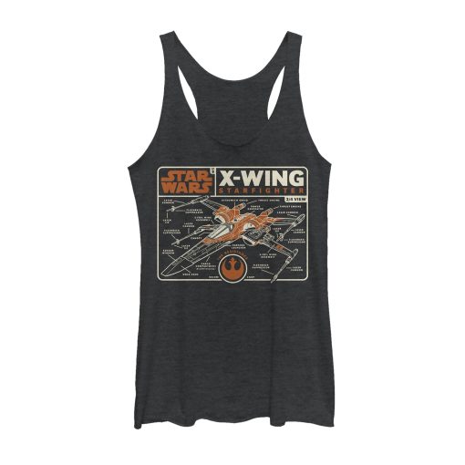 Women’s Star Wars The Rise of Skywalker X-Wing Schematic Frame Racerback Tank Top