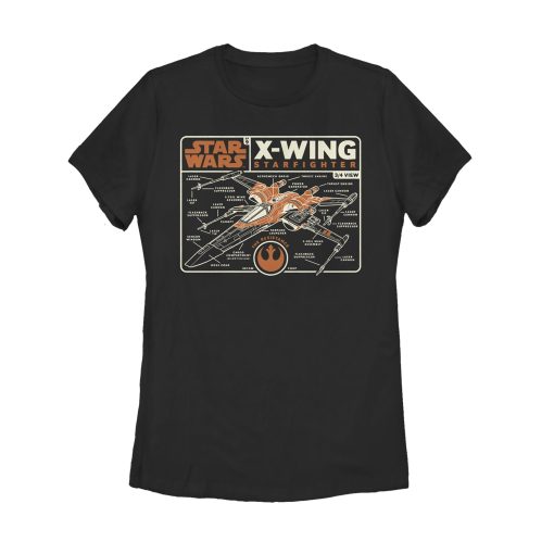 Women’s Star Wars The Rise of Skywalker X-Wing Schematic Frame T-Shirt