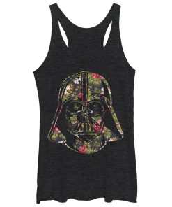 Women’s Star Wars Tropical Print Darth Vader Helmet Racerback Tank Top