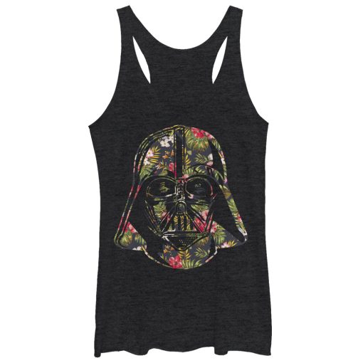 Women’s Star Wars Tropical Print Darth Vader Helmet Racerback Tank Top