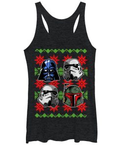 Women’s Star Wars Ugly Christmas Empire Helmets Racerback Tank Top