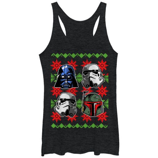 Women’s Star Wars Ugly Christmas Empire Helmets Racerback Tank Top