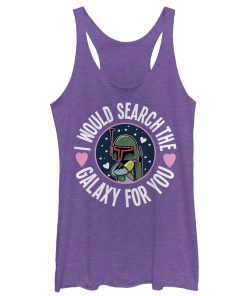 Women’s Star Wars Valentine Boba Fett Search the Galaxy Racerback Tank Top