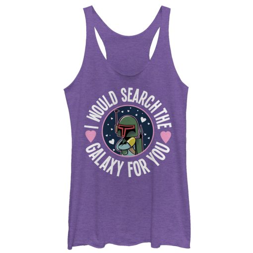 Women’s Star Wars Valentine Boba Fett Search the Galaxy Racerback Tank Top