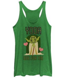 Women’s Star Wars Valentine’s Day Yoda One for Me Racerback Tank Top