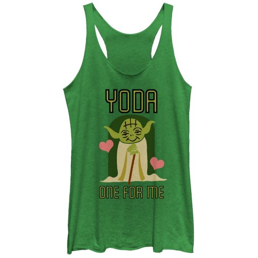 Women’s Star Wars Valentine’s Day Yoda One for Me Racerback Tank Top