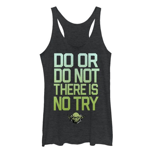 Women’s Star Wars Yoda Try Mantra Racerback Tank Top