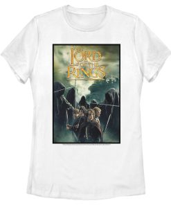 Women’s The Lord of the Rings Fellowship of the Ring Four Hobbits Movie Poster T-Shirt