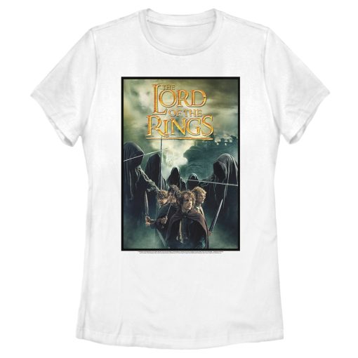 Women’s The Lord of the Rings Fellowship of the Ring Four Hobbits Movie Poster T-Shirt