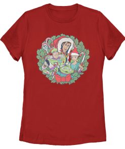 Women’s Toy Story Christmas Wreath Characters T-Shirt