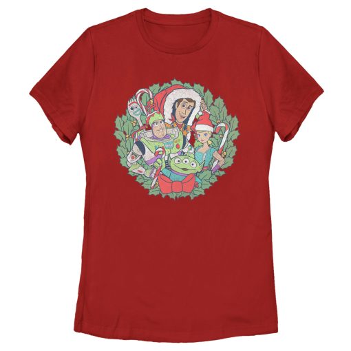 Women’s Toy Story Christmas Wreath Characters T-Shirt