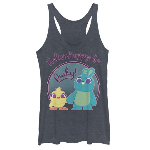 Women’s Toy Story Ducky & Bunny Feelin’ Happy Racerback Tank Top