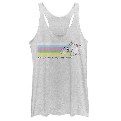 Women’s Toy Story Ducky & Bunny Fun Rainbow Race Racerback Tank Top