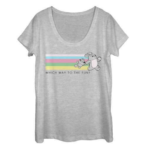 Women’s Toy Story Ducky & Bunny Fun Rainbow Race Scoop Neck