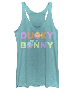 Women’s Toy Story Ducky & Bunny Rainbow Text Racerback Tank Top
