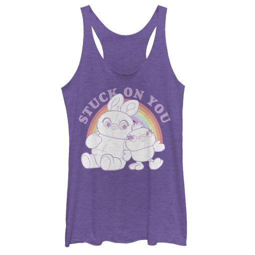 Women’s Toy Story Ducky & Bunny Stuck on You Rainbow Racerback Tank Top