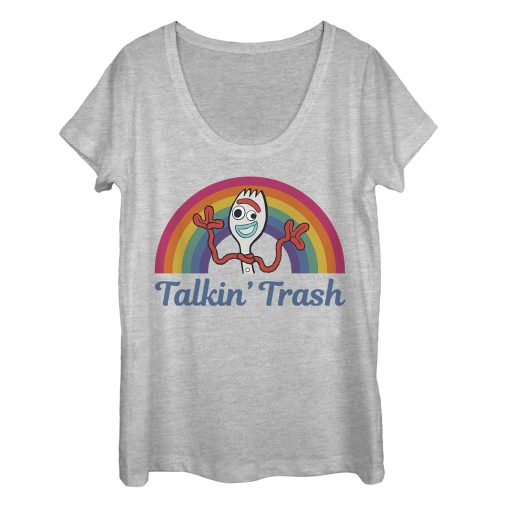 Women’s Toy Story Forky Talkin’ Trash Rainbow Scoop Neck