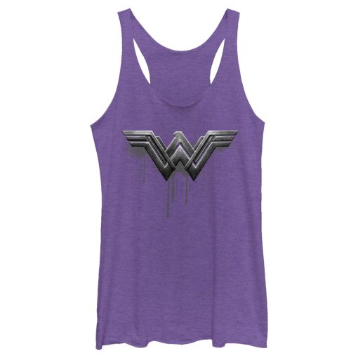 Women’s Zack Snyder Justice League Wonder Woman Silver Logo Racerback Tank Top