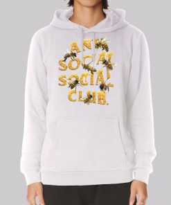 Antisocialsocialclub Worker Bee White Hoodie 1