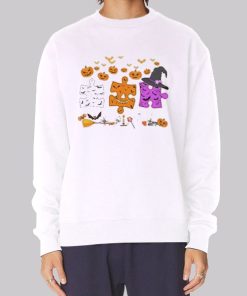 Autism Pumpkin Puzzle Witch Hoodie